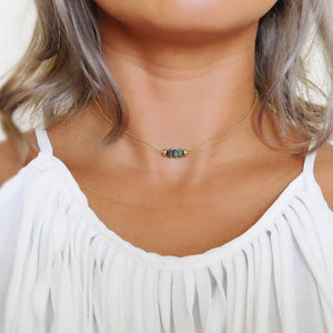 Elyse Choker Necklace • Raw Emerald Bar Necklace