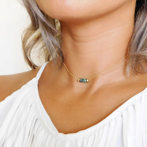 Elyse Choker Necklace • Raw Emerald Bar Necklace