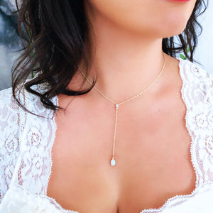 Aolani Lariat • CZ + Opal Necklace