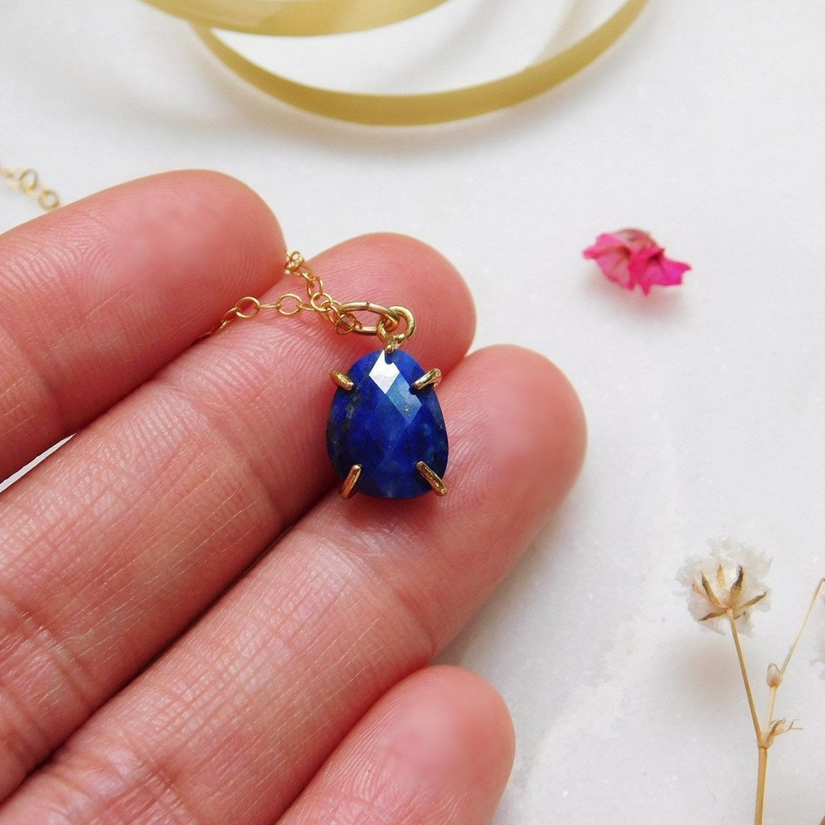 Small Lapis Lazuli Drop Necklace
