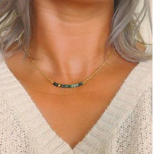 Raw Emerald Bar Necklace
