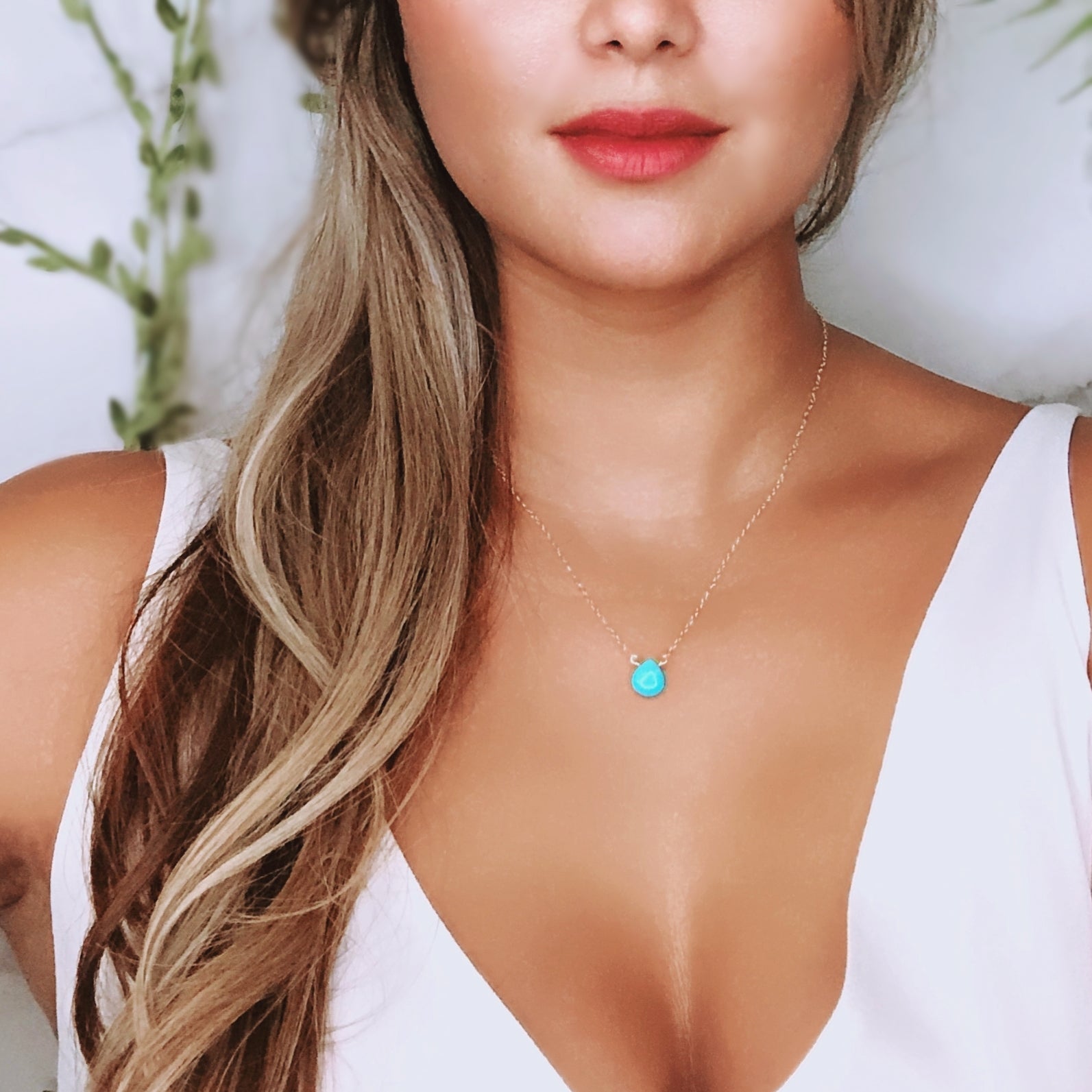 Dainty Turquoise Lariat Necklace – A Western Wedding Co