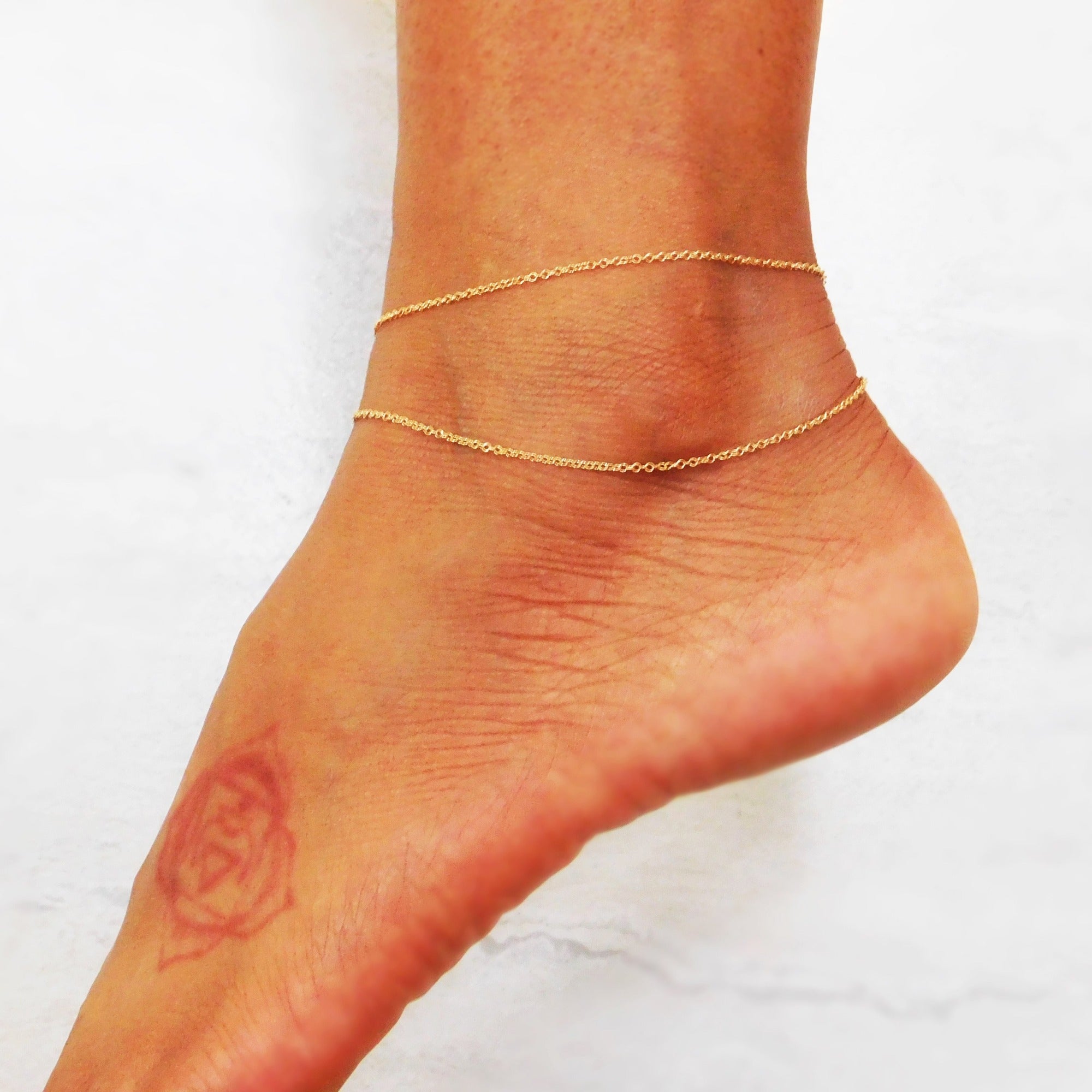 Gold Double Layered Anklet