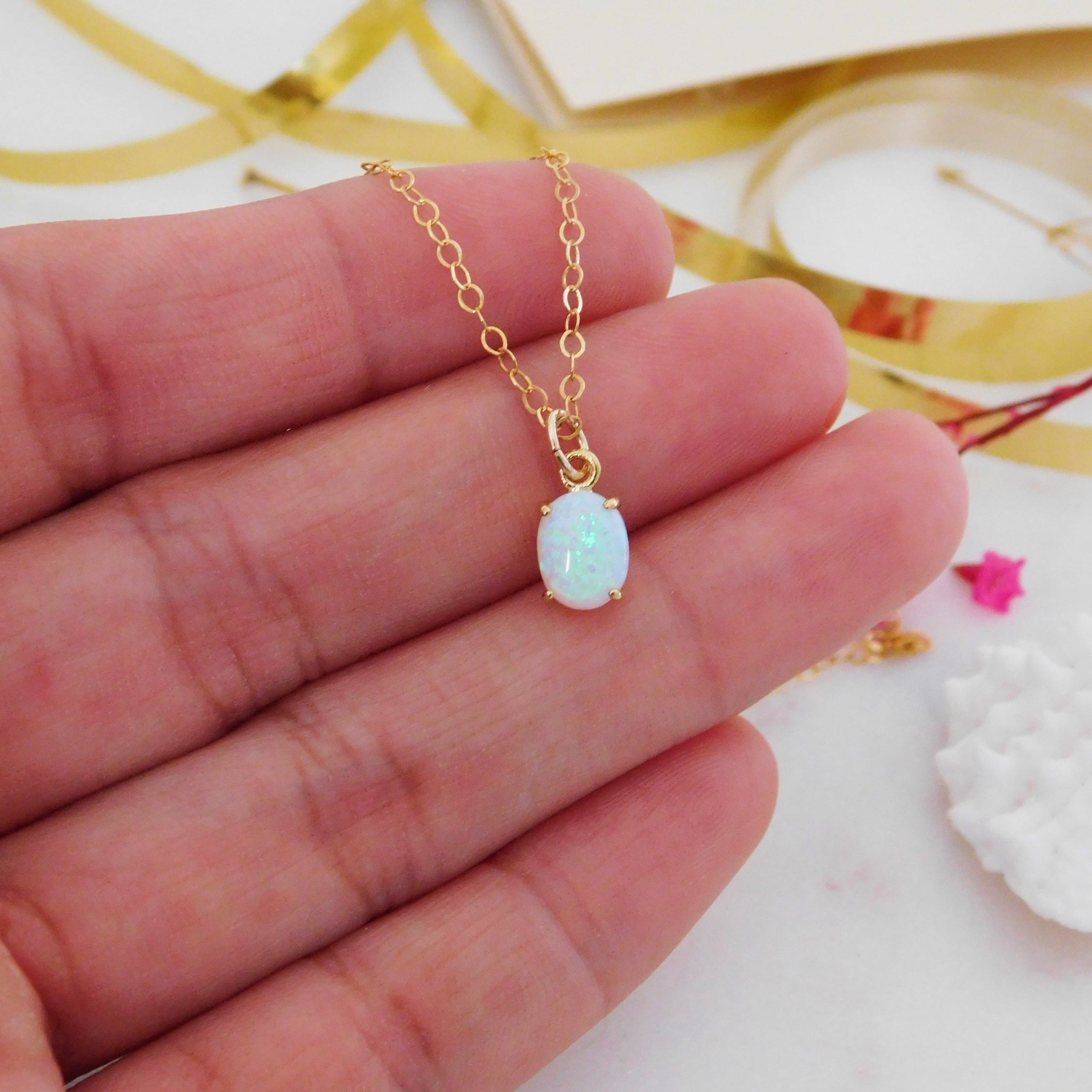 22kt Gold Opal Pendant on Cord – Pippa Small