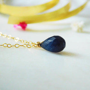Raw Sapphire Drop Necklace