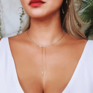 THEIA Lariat Necklace • Gold Double Drop Lariat