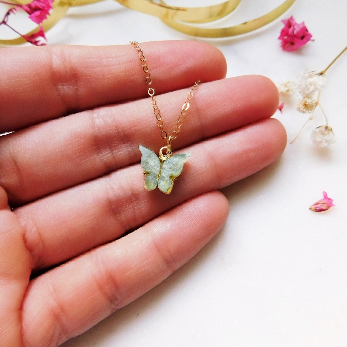 Buy BellaStella Korean Style Gold Plated Chain Green Butterfly Pendant  Necklace for Women and Girls Pack Of 1 Pcs at Amazon.in